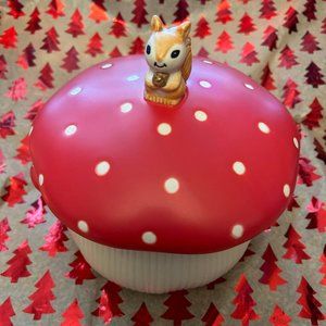 Squirrel Mushroom Ceramic Bowl Removable Lid